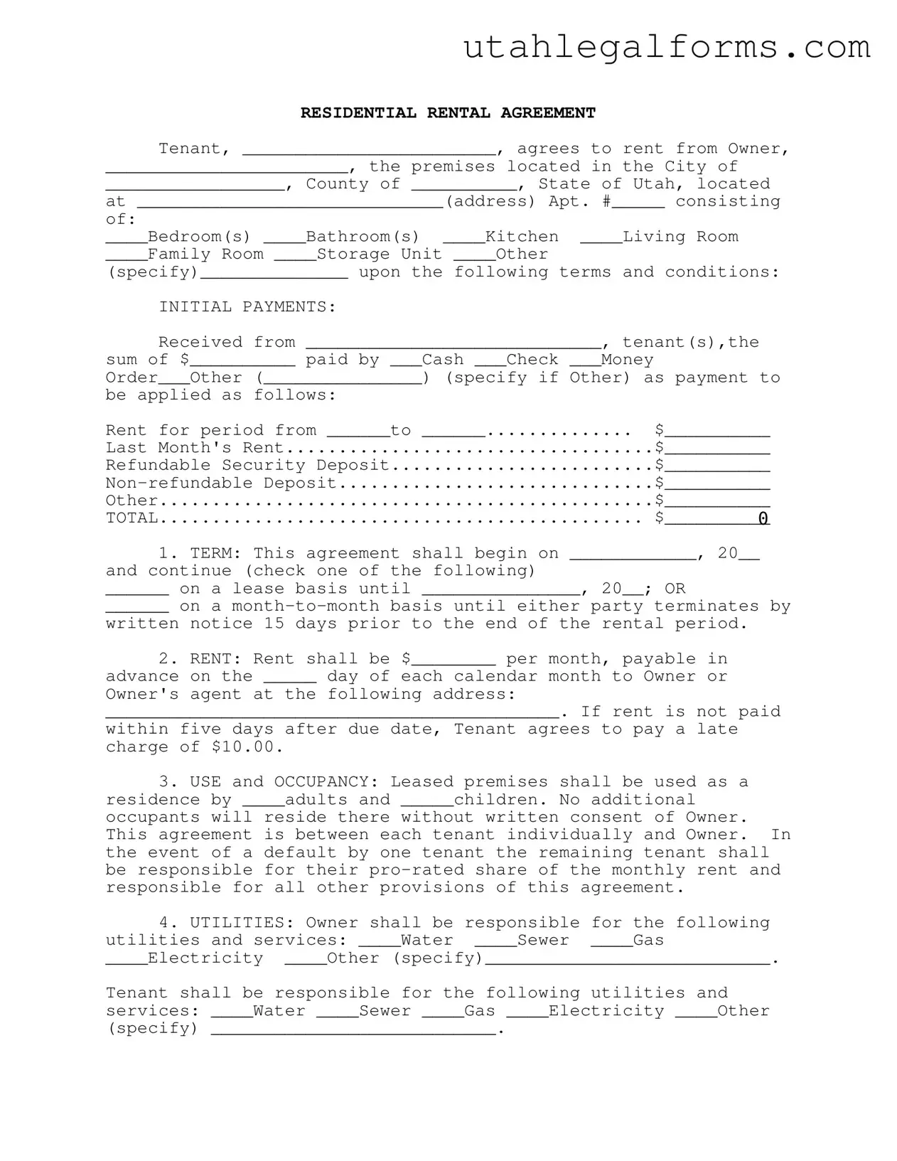 Fill a Valid Agreement Utah Template