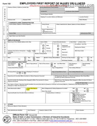 Fill a Valid Official 122 Utah Template