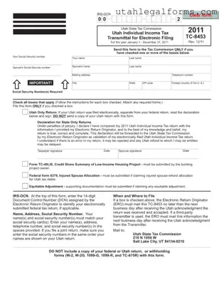 Fill a Valid Tc 8453 Utah Template
