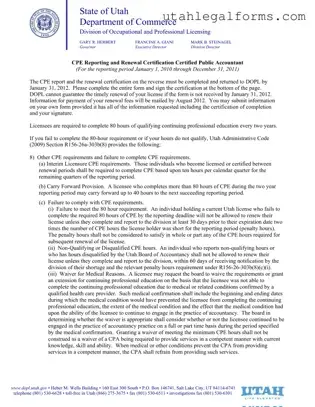 Fill a Valid Utah Cpe Reporting Template