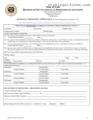 Fill a Valid Utah Dopl Ap 110 Template