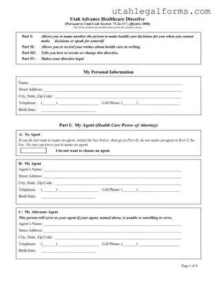 Fill a Valid Utah Healthcare Directive Template