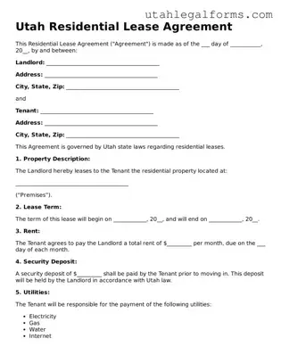 Official Residential Lease Agreement Form for Utah State
