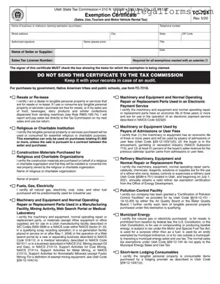 Fill a Valid Utah Tax Exemption Template