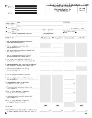 Fill a Valid Utah Tc 116 Template