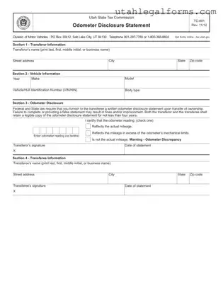 Fill a Valid Utah Tc 891 Template