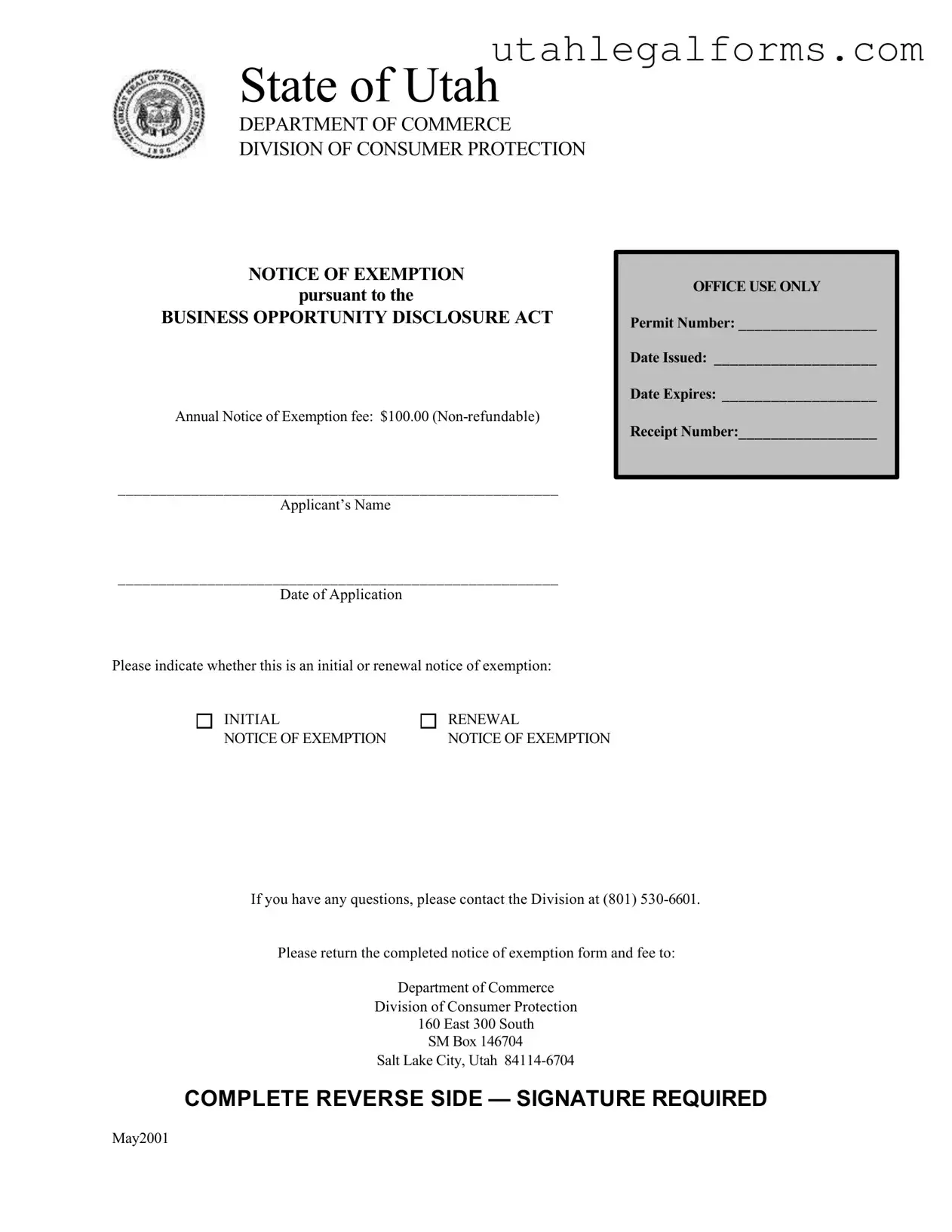 Fill a Valid Utah Department Commerce Notice Template