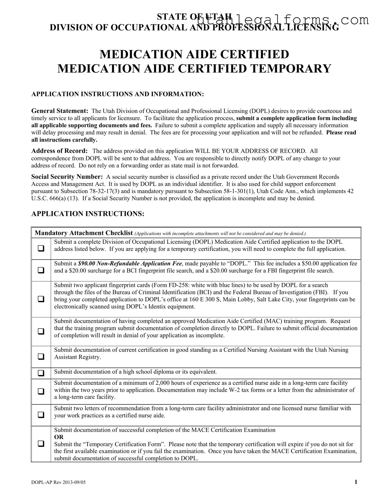 Fill a Valid Utah Dopl Ap Template