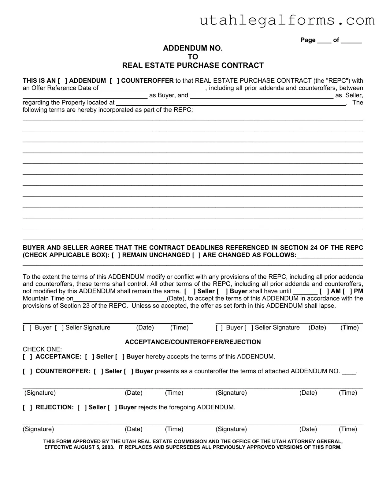 Fill a Valid Utah Real Estate Template